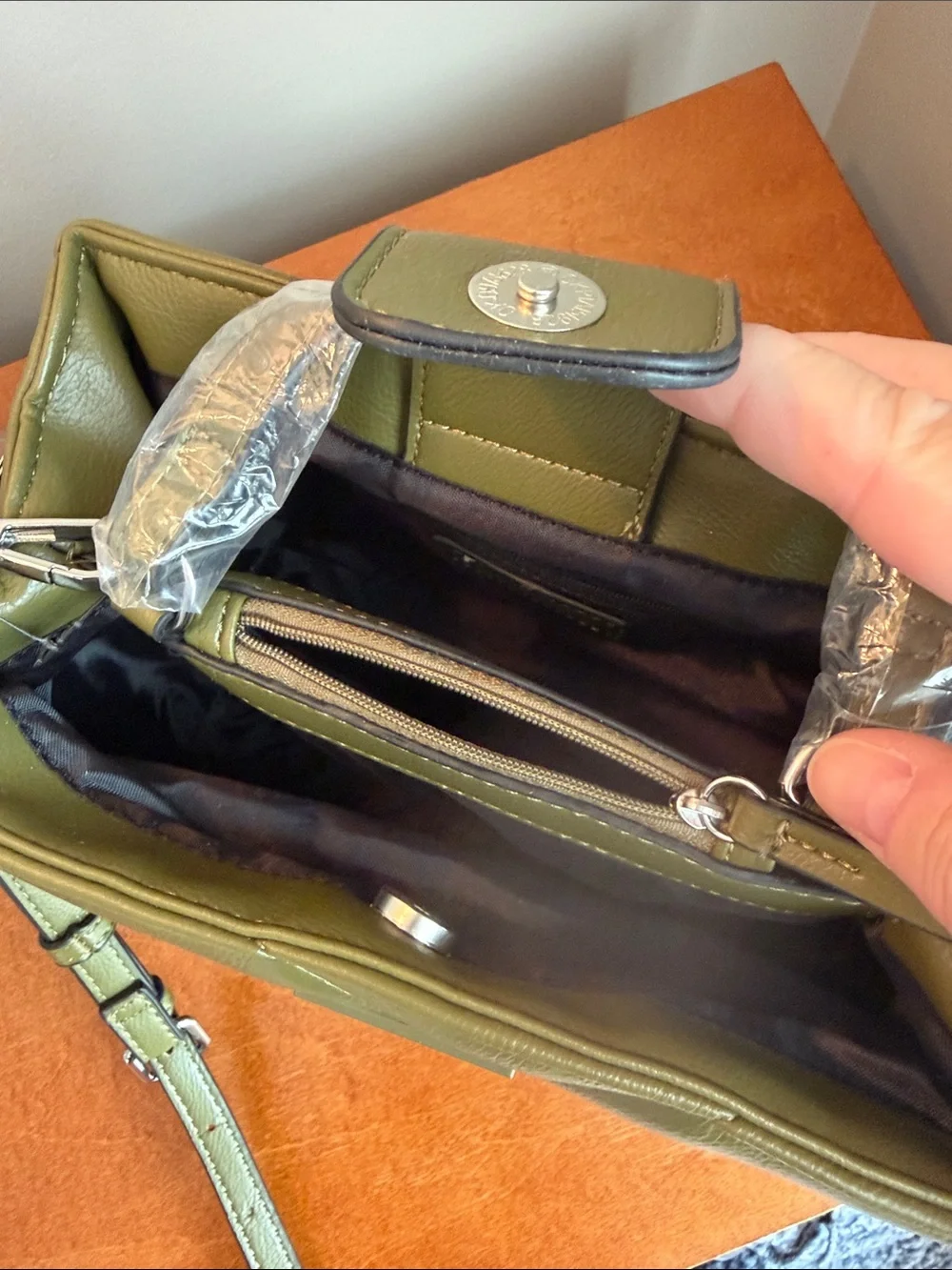 Tahari Olive Quilted Crossbody with Adjustable Strap